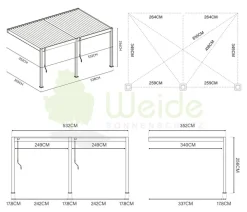 Weide Deluxe Wandpergola Voll-Alu, ca. B530/H255/T360 cm Anthrazit Discount