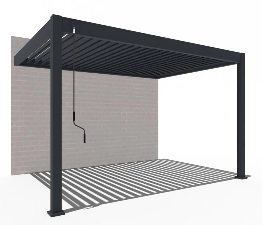 Weide Pergolen > Deluxe Wandpergola Voll-Alu, ca. B400/H255/T300 cm