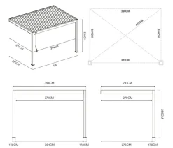 Weide Pergolen > Deluxe Wandpergola Voll-Alu, ca. B400/H255/T300 cm