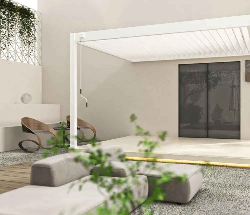 Weide Pergolen - Deluxe Wandpergola Voll-Alu, ca. B400/H255/T300 cm Weiß