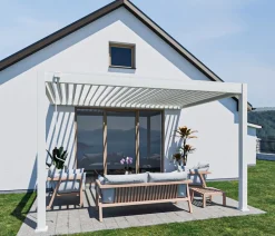 Weide Pergolen - Deluxe Wandpergola Voll-Alu, ca. B400/H255/T300 cm Weiß