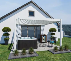 Weide Deluxe Wandpergola 3,6x4 Voll-Alu, ca. B400/H255/T360 cm Weiß Clearance