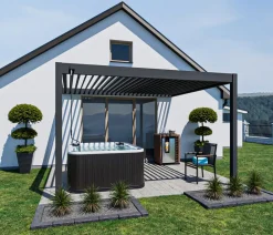 Weide Pergolen - Deluxe Wandpergola 3,6x4 Voll-Alu, ca. B400/H255/T360 cm Anthrazit
