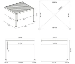 Weide Pergolen - Deluxe Wandpergola 3,6x4 Voll-Alu, ca. B400/H255/T360 cm Anthrazit