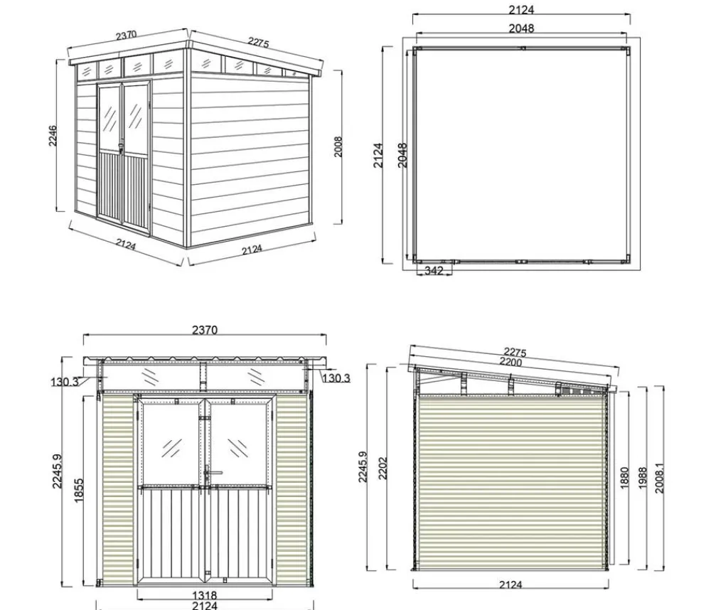 Weide Gartenhaus, ca. B218/H226/T218 cm Anthrazit Sale