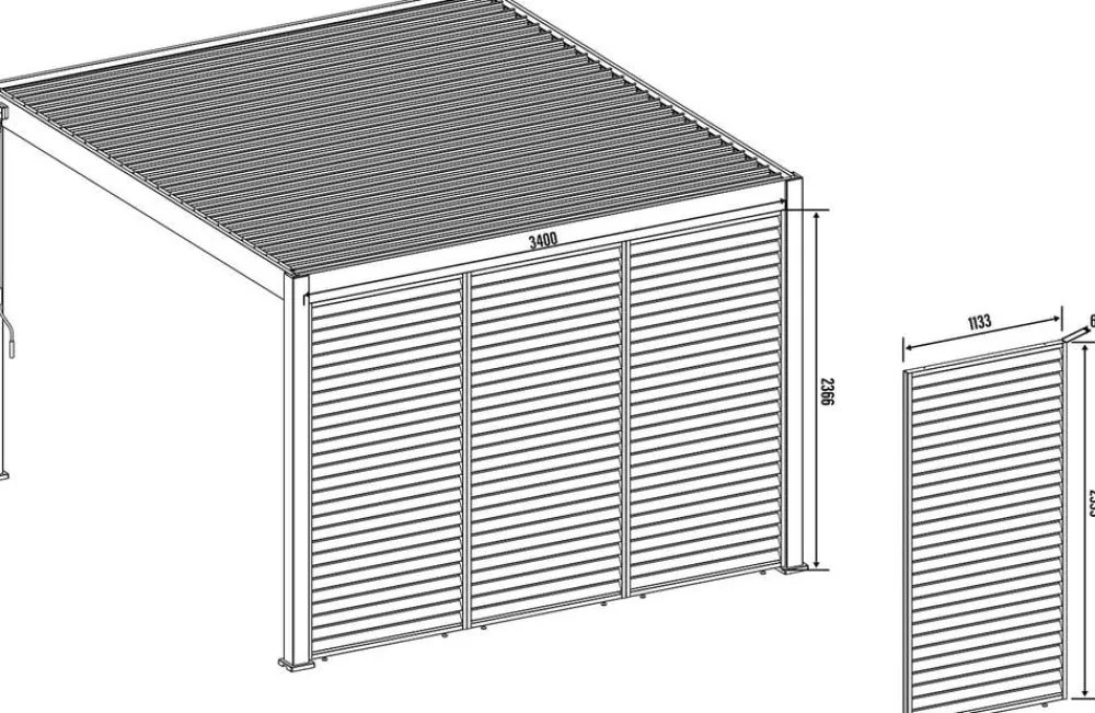 Weide Pergolen > Horizontales Seitenwand-Paneel, ca. B113/H255 cm