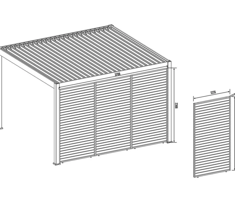 Weide Pergolen - Horizontales Seitenwand-Paneel, ca. B123/H255 cm Anthrazit