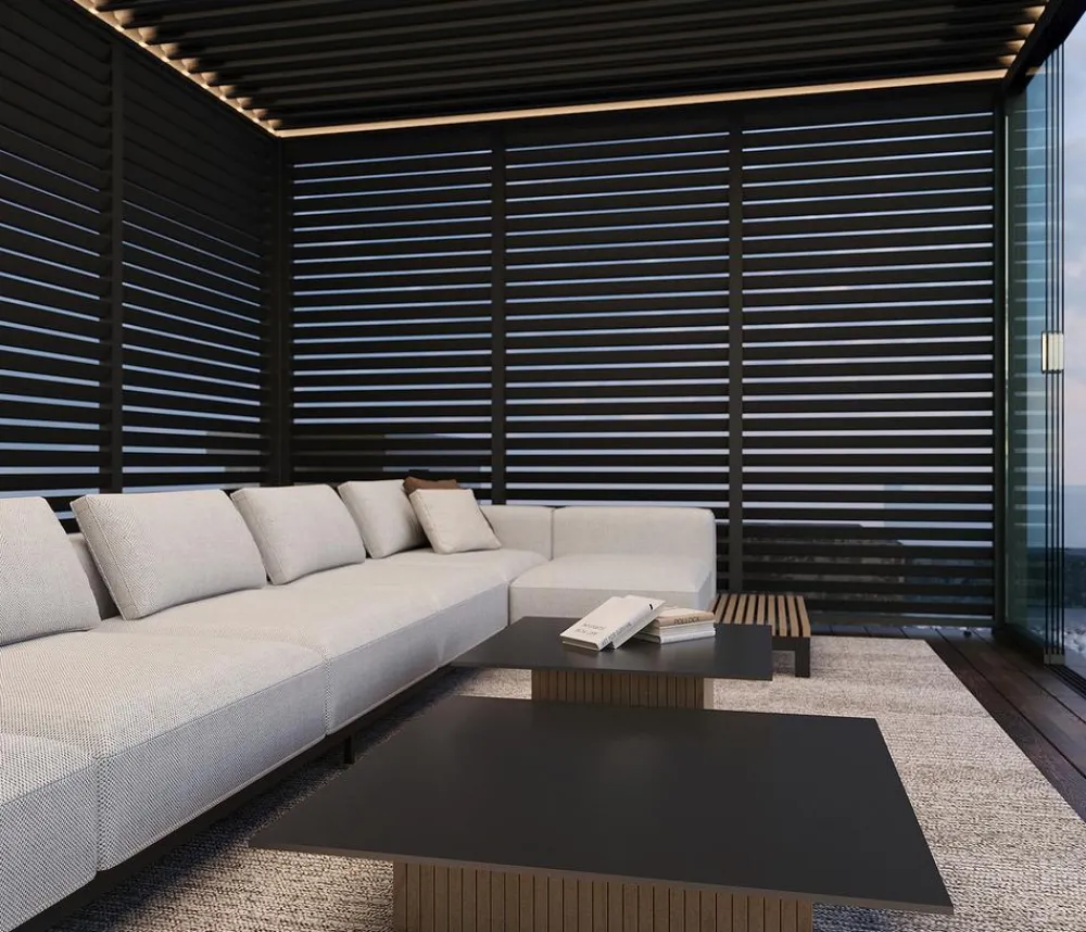 Weide Pergolen - Horizontales Seitenwand-Paneel, ca. B123/H255 cm Anthrazit