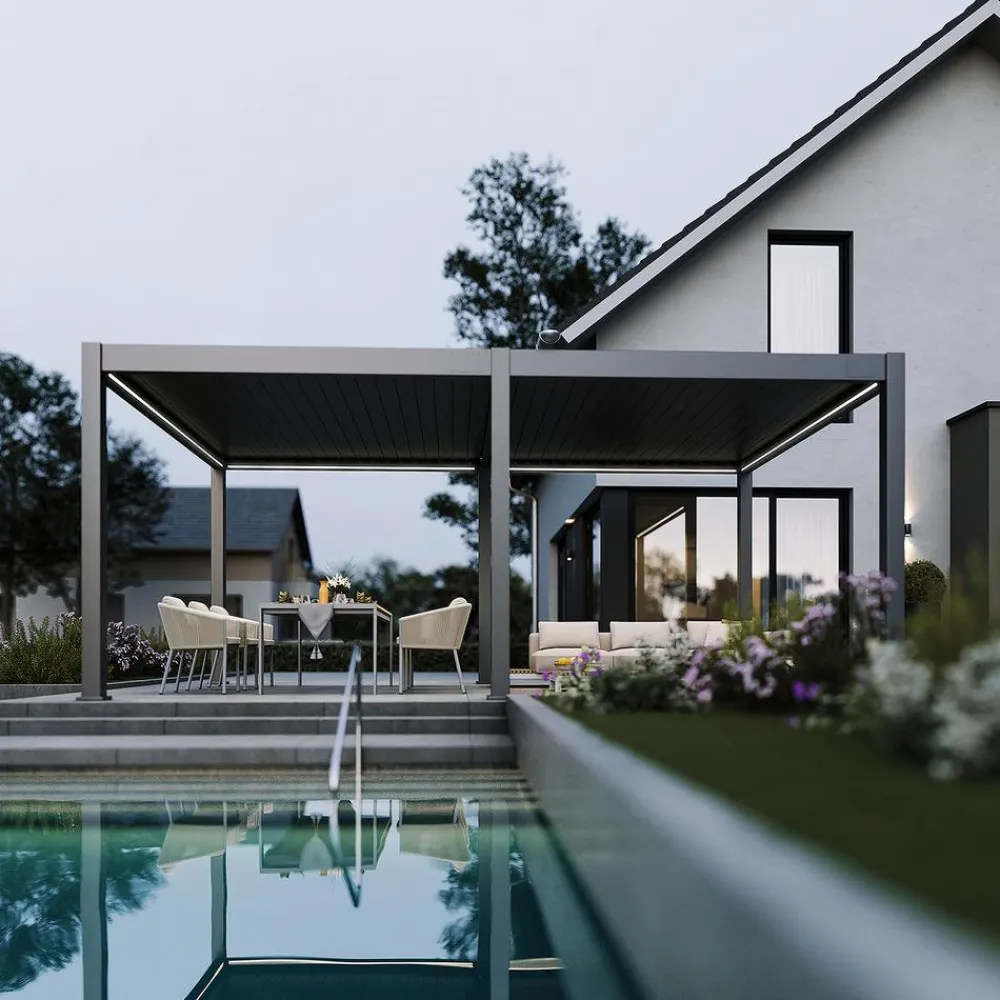 Weide Pergolen - Pergola LED E-Deluxe Plus 4x6, ca. B600/H255/T400 cm Anthrazit
