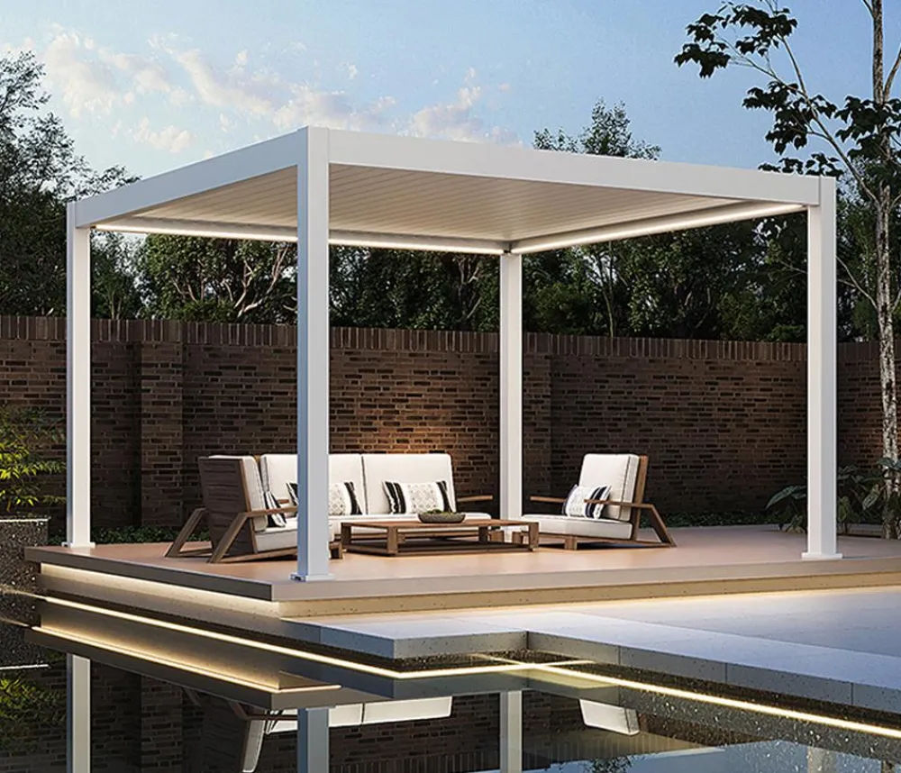 Weide Pergola LED E-Deluxe Plus 4x4, ca. B400/H255/T400 cm Weiß Clearance