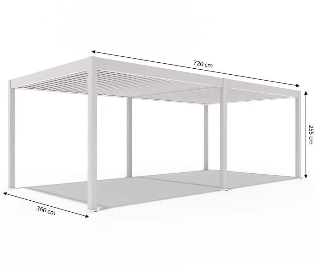 Weide Pergolen > Pergola LED E-Deluxe 3,6x7,2, ca. B720/H255/T360 cm