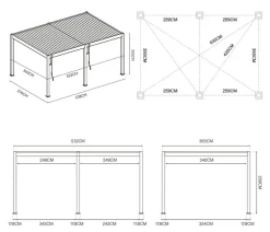 Weide Pergolen - Pergola LED E-Deluxe 3,6x5,3, ca. B530/H255/T360 cm Ivory Sand
