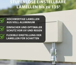 Weide Pergolen - Pergola LED E-Deluxe 3,6x5,3, ca. B530/H255/T360 cm Ivory Sand