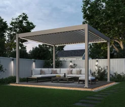 Weide Pergolen - Pergola LED E-Deluxe 3,6x4, ca. B400/H255/T360 cm Ivory Sand