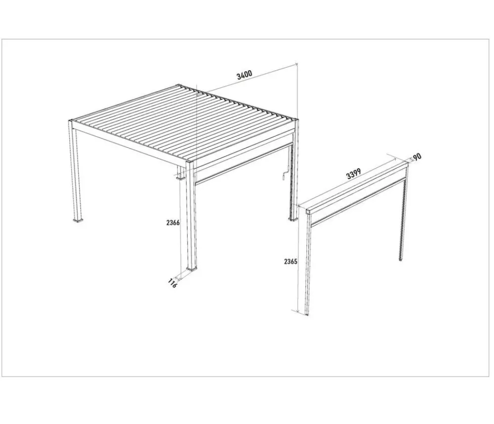 Weide Sonnenrollo für Deluxe/Classic Pergola, ca. 360 cm Weiß Clearance
