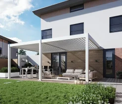 Weide Wand-Pergola LED E-Deluxe Plus 4x6, ca. B600/H255/T400 cm Weiß Sale