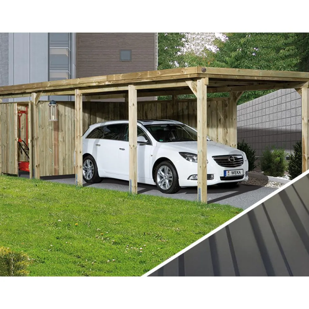 Weka Carport 617, mit Stahldach Hellbraun Online