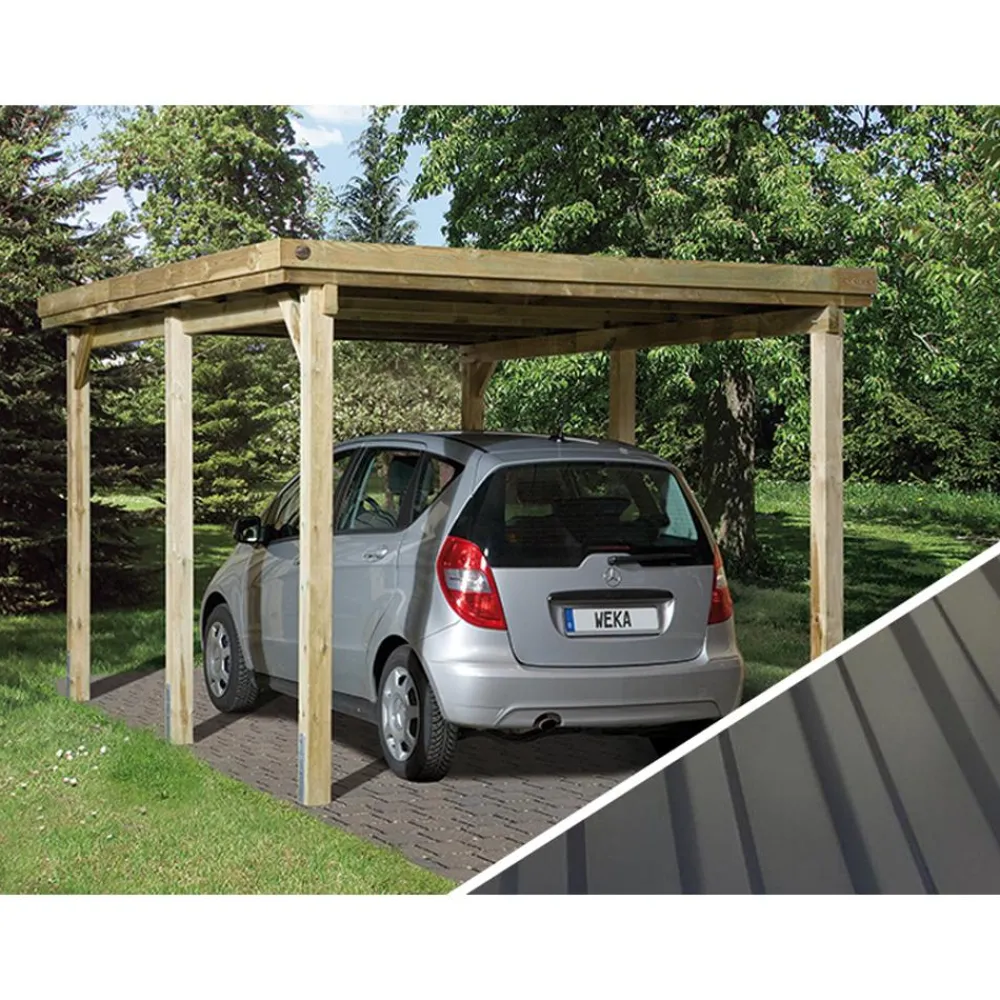 Weka Carport 617, mit Stahldach Hellbraun Online