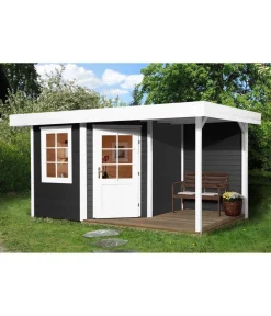Weka Gartenhäuser & Gerätehäuser - Designhaus 213 A+ Gr. 2, ca. B500/H259/T339 cm Dunkelgrau