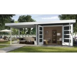 Weka Gartenhäuser & Gerätehäuser - Designhaus 126 B, Gr. 1, ca. B645/H225/T316 cm Dunkelgrau