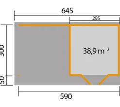 Weka Designhaus 126 B, Gr. 2, ca. B645/225/T377 cm Rot