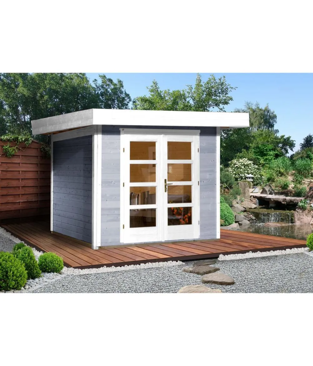 Weka Gartenhäuser & Gerätehäuser - Designhaus 126+ Gr. 3, ca. B356/H247/T377 cm Hellgrau