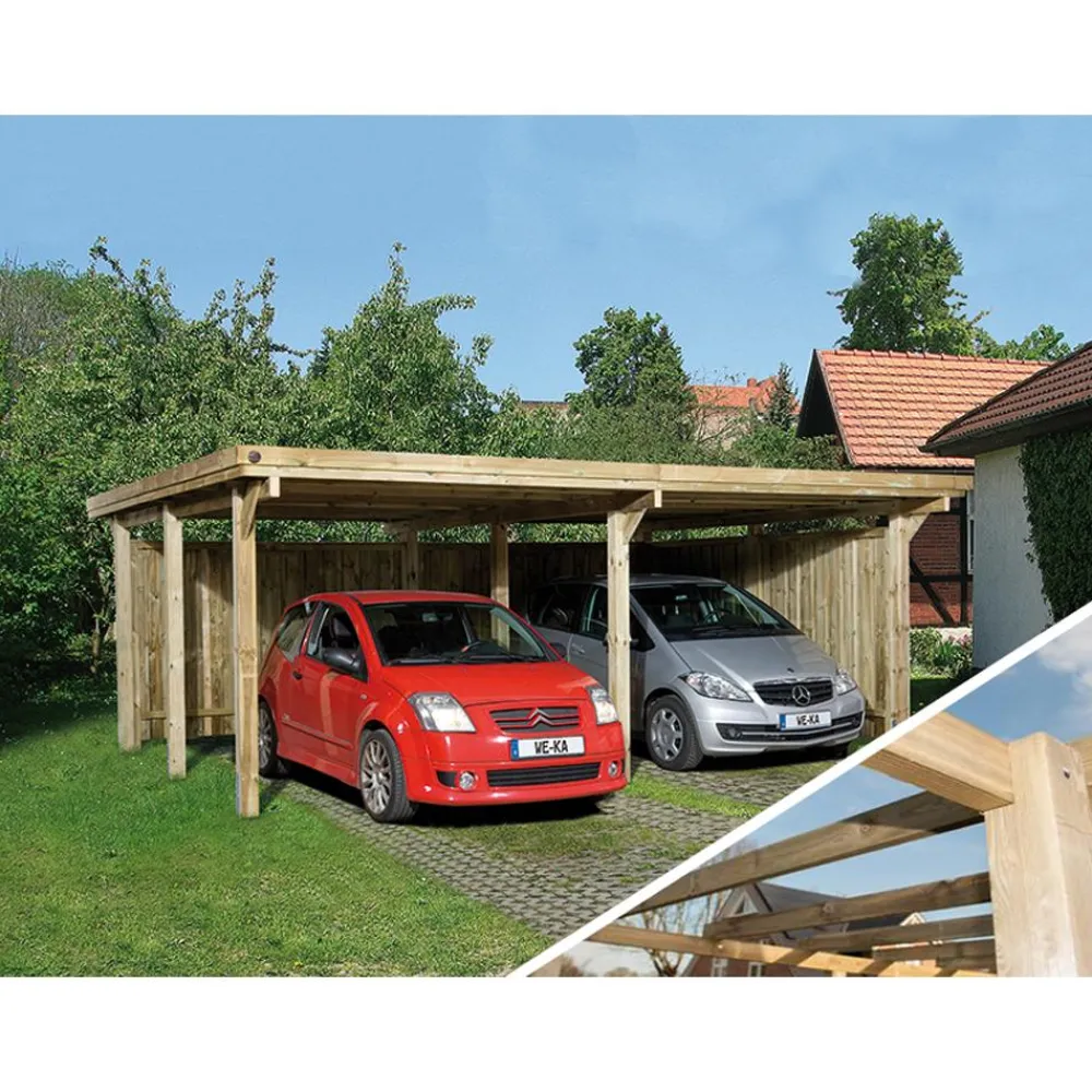 Weka Doppelcarport 618, ohne Dacheindeckung Natur Outlet