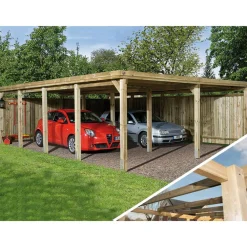 Weka Carports & Garagen - Doppelcarport 618, ohne Dacheindeckung Natur