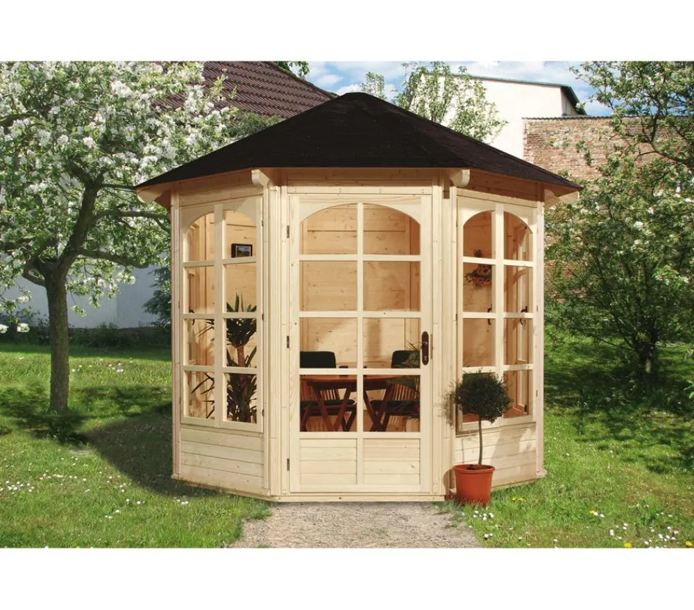 Weka 8-Eck Pavillon 234 A, ca. B336/H300/T365 cm Natur Discount