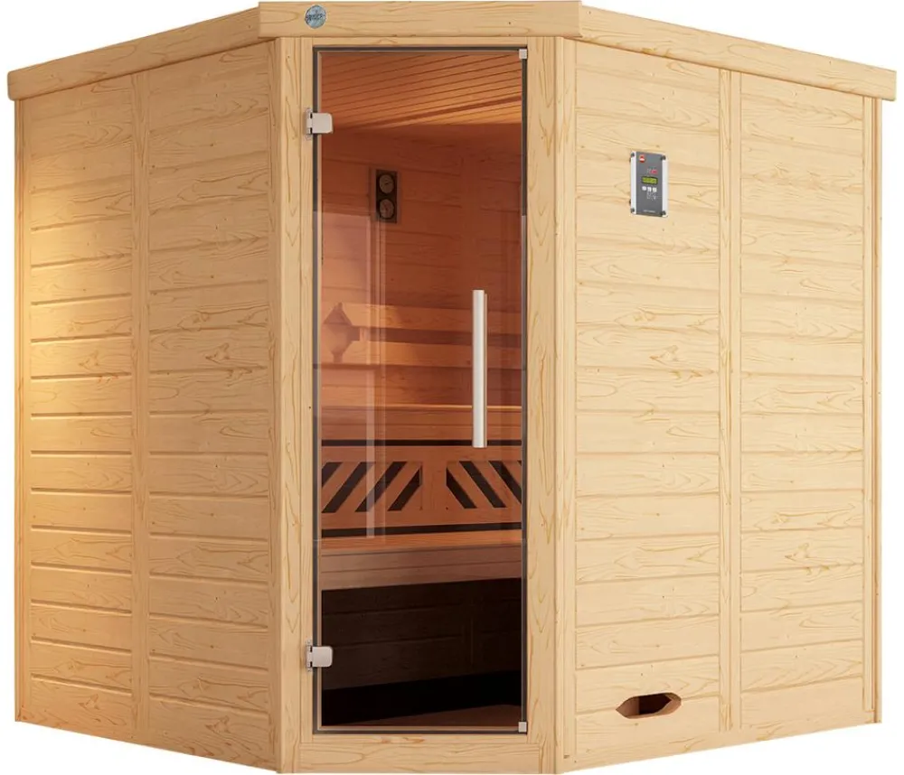 Weka Saunas & Infrarotkabinen > Ecksauna Kami mit Glastür