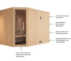 Weka Saunas & Infrarotkabinen - Ecksauna Kami mit Glastür Natur
