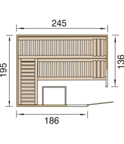 Weka Ecksauna Kemi mit Glastür und Fenster Natur New
