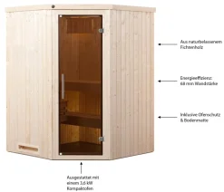 Weka Saunas & Infrarotkabinen - Ecksauna Kiruna mit Glastür, inkl. Ofen Natur