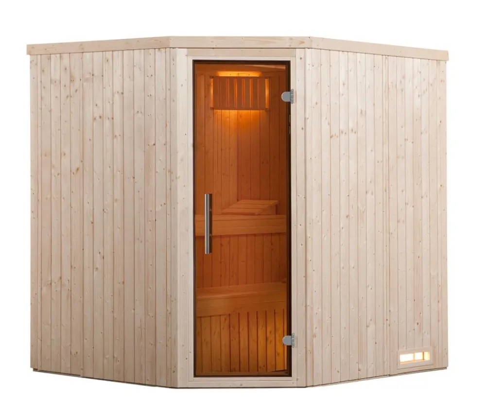 Weka Saunas & Infrarotkabinen > Ecksauna Kiruna mit Glastür, inkl. Ofen