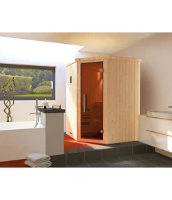 Weka Saunas & Infrarotkabinen > Ecksauna Kiruna mit Glastür, inkl. Bio-Ofen