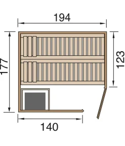 Weka Saunas & Infrarotkabinen - Ecksauna Kiruna mit Glastür, inkl. Bio-Ofen Natur