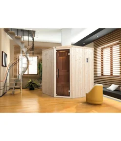 Weka Saunas & Infrarotkabinen - Ecksauna Kiruna mit Glastür, inkl. Bio-Ofen Natur