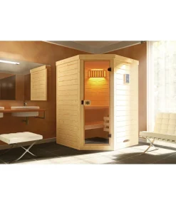 Weka Ecksauna Laukkala mit Glastür, ca. B144/H200/T144 cm Natur Clearance