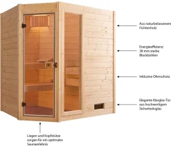 Weka Saunas & Infrarotkabinen > Ecksauna Valida mit Glastür und Fenster