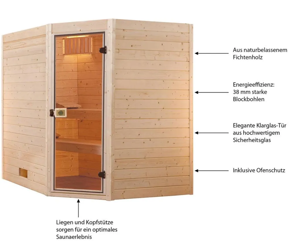 Weka Saunas & Infrarotkabinen > Ecksauna Valida mit Glastür