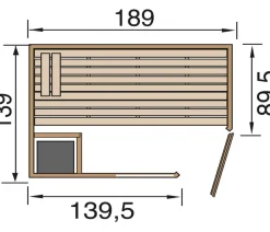 Weka Ecksauna Valida mit Glastür und Fenster inkl. Ofen, ca. B189/H203,5/T139 cm Natur