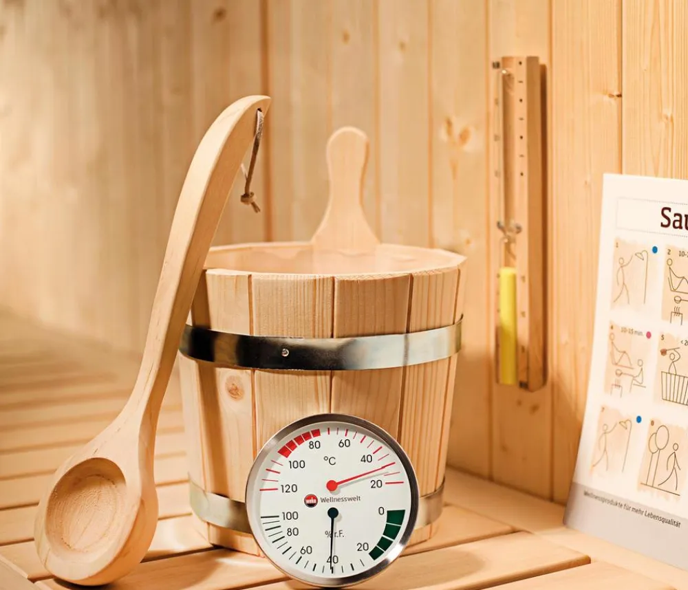 Weka Ecksauna Valida mit Glastür und Fenster inkl. Ofen, ca. B189/H203,5/T139 cm Natur