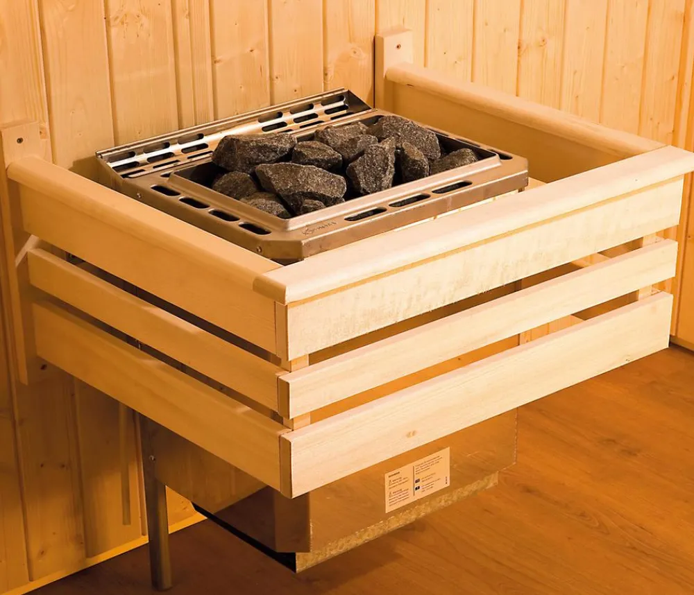 Weka Ecksauna Valida mit Glastür und Fenster inkl. Ofen, ca. B189/H203,5/T139 cm Natur
