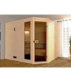Weka Saunas & Infrarotkabinen - Ecksauna Valida mit Glastür und Fenster Natur