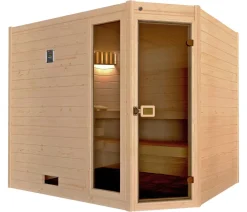 Weka Saunas & Infrarotkabinen - Ecksauna Valida mit Glastür und Fenster Natur