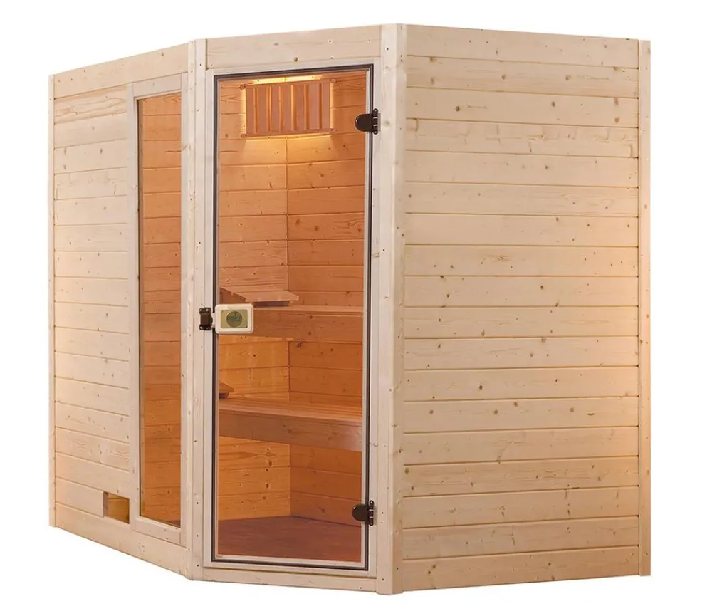 Weka Saunas & Infrarotkabinen - Ecksauna Valida mit Glastür und Fenster Natur