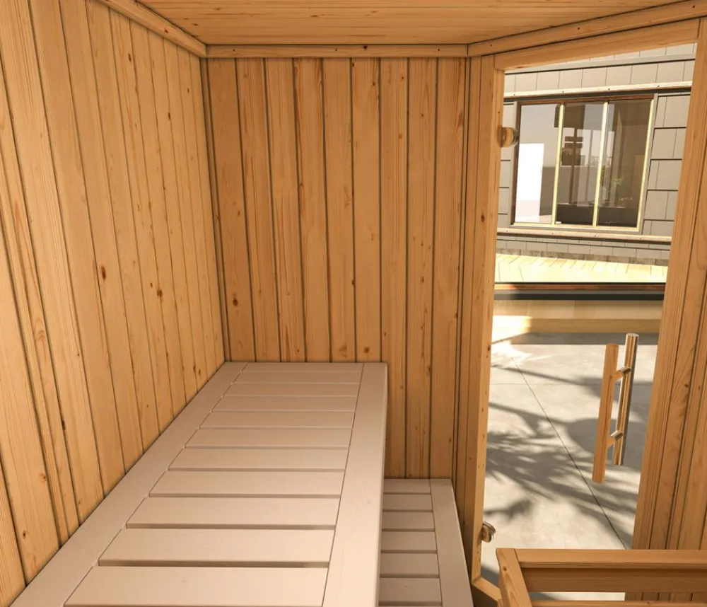 Weka Saunas & Infrarotkabinen > Ecksauna Varberg mit Glastür