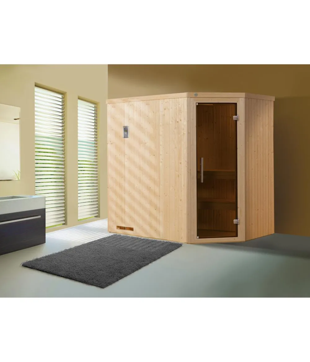 Weka Saunas & Infrarotkabinen > Ecksauna Varberg mit Glastür