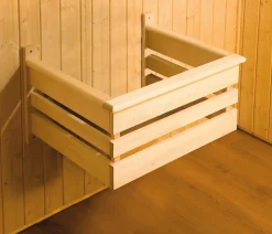 Weka Ecksauna Varberg mit Glastür und Fenster Natur