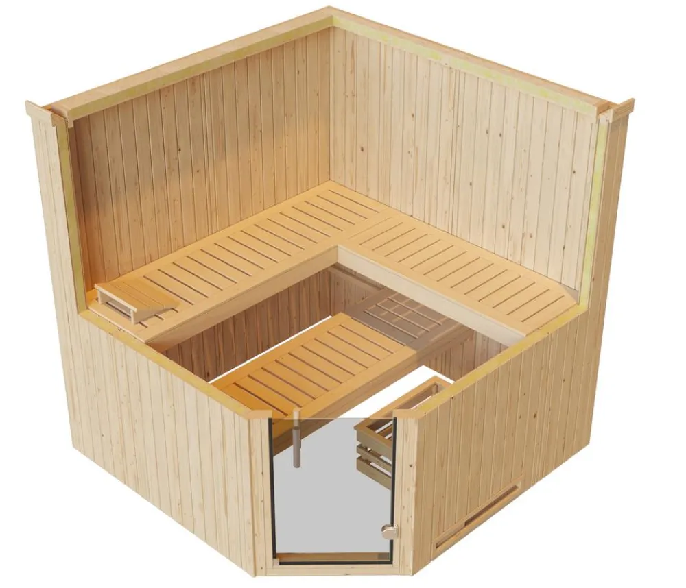 Weka Saunas & Infrarotkabinen - Ecksauna Varberg mit Glastür Natur